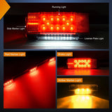Nilight LED Trailer Light Kit 2 PCS Red Rectangular Stop Turn Tail License Lights 3.9 Inch Amber Side Marker Taillights 9 LEDs ID Bar For 12V RV Truck Marine Boat Snowmobile, view 4