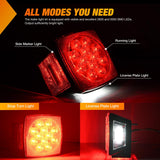 Nilight LED Trailer Light Kit 2 PCS Square Stop Turn Tail Side Marker Lights Steel Mounting Box License Plate Bracket Submersible IP68 For 12V Utility Boat Camper RV Truck, view 3
