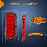 Nilight LED Trailer Light Kit 6 Inch Oval Stop Turn Tail Light Red Amber Side Marker Light Waterproof Surface Mount for 12V Utility Trailer Boat Camper RV Trucks Van Caravan, view 2