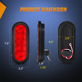 Nilight LED Trailer Light Kit 6 Inch Oval Stop Turn Taillight 2 Inches Round Red Amber Side Marker Lights 9 LED ID Bar for 12V RV Camper Caravan Truck Bus Boat, view 2