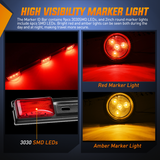 Nilight LED Trailer Light Kit 6 Inch Oval Stop Turn Taillight 2 Inches Round Red Amber Side Marker Lights 9 LED ID Bar for 12V RV Camper Caravan Truck Bus Boat, view 3