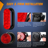 Nilight LED Trailer Light Kit 6 Inch Oval Stop Turn Taillight 2 Inches Round Red Amber Side Marker Lights 9 LED ID Bar for 12V RV Camper Caravan Truck Bus Boat, view 6