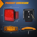 Nilight LED Trailer Light Kit Square Stop Turn Tail Light Red Amber Side Marker Light Third Brake ID Light Bar, view 2