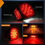 Nilight LED Trailer Light Kit Square Stop Turn Tail Light Red Amber Side Marker Light Third Brake ID Light Bar, view 4