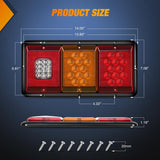 Nilight LED Triple Tail Lights 2PCS Rectangle Red Amber White Reverse | Surface Mount Waterproof Stop Brake Turn Signal Backup Lights for Trailer Camper Van RV Caravan Taillights, view 2