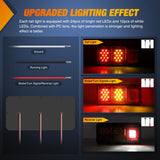 Nilight LED Triple Tail Lights 2PCS Rectangle Red Amber White Reverse | Surface Mount Waterproof Stop Brake Turn Signal Backup Lights for Trailer Camper Van RV Caravan Taillights, view 3