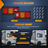 Nilight LED Triple Tail Lights 2PCS Rectangle Red Amber White Reverse | Surface Mount Waterproof Stop Brake Turn Signal Backup Lights for Trailer Camper Van RV Caravan Taillights, view 4