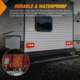 Nilight LED Triple Tail Lights 2PCS Rectangle Red Amber White Reverse | Surface Mount Waterproof Stop Brake Turn Signal Backup Lights for Trailer Camper Van RV Caravan Taillights, view 5
