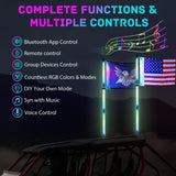 Nilight LED Whip Light 2 PCS 4FT COB RGB Lighted Antenna Whips with Spring Base Remote & App Control DIY Patterns Turn Brake Reverse Lights for Can-am Offroad ATV UTV RZR Polaris Dune Buggy Truck, view 3