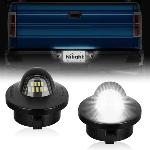 Nilight License Plate Light Compatible with 1990-2003 2004 2005 2006 2007 2008 2009 2010 2011 2012 2013 2014 Ford F150 1999-2016 F250 F350 F450 F550 Super Duty with Black housing 6000K White 2PCS Pack