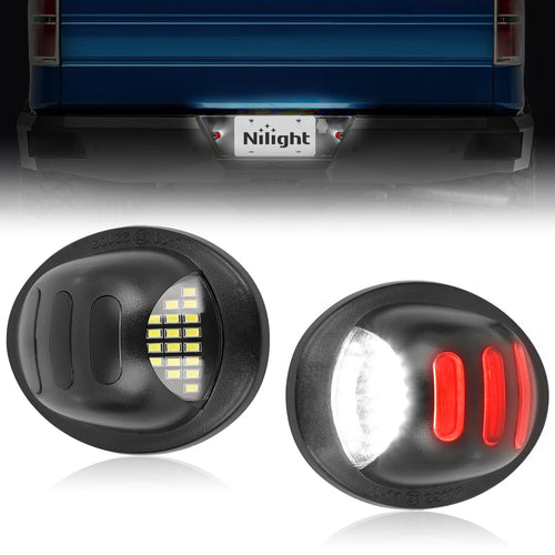 Nilight License Plate Lights Compatible with 1990-2003 2004 2005-2008 2009 2010 2011 2012 2013 2014 Ford F150 1999-2016 F250 F350 F450 F550 Super Duty with Red OLED Neon Tube 6000K White 2PCS Pack