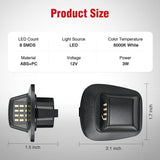Nilight License Plate Lights Compatible with 1997 1998 1999 2010 2011 Dodge Dakota 2006 2007 2008 2009 Mitsubishi Raider with Black Housing 6000K White 2PCS Pack, view 2