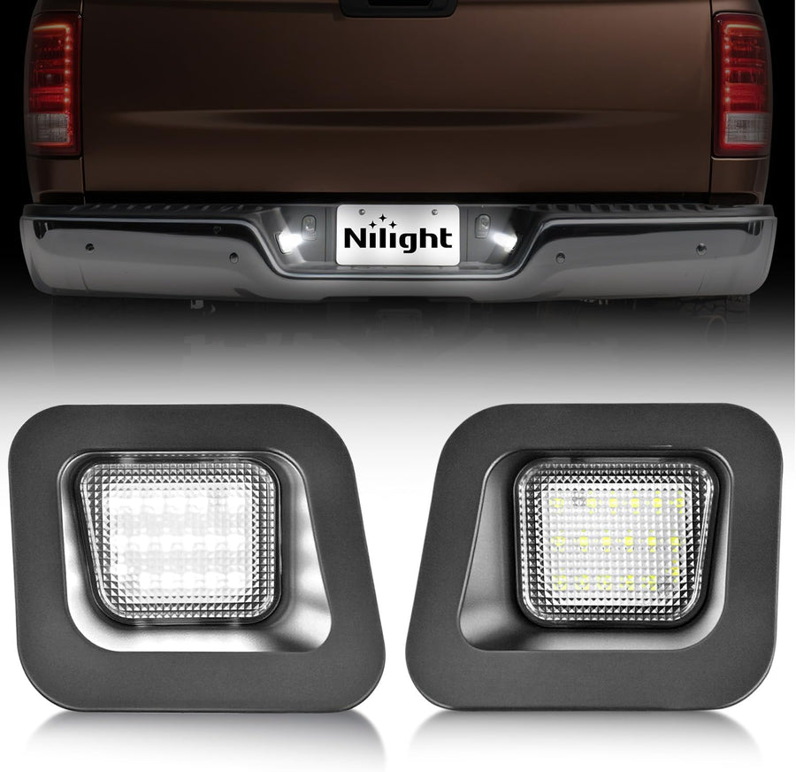 Nilight License Plate Lights Compatible with 2003 2004 2005 2006 2007 2008 2009 2010 2011 2012 2013 2014 2015 2016 2017 2018 Dodge Ram with Clear Lens Black housing 6000K White 2PCS Pack