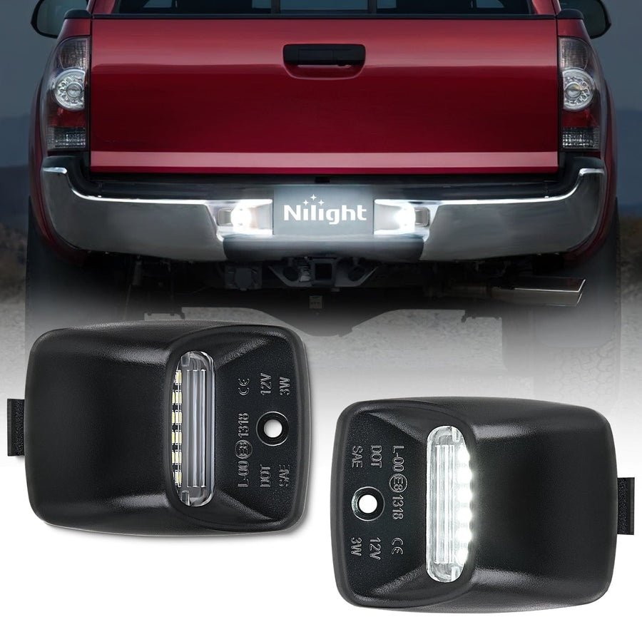Nilight License Plate Lights Compatible with 2005 2006 2007 2008 2009 2010 2011 2012 2013 2014 2015 Toyota Tacoma 2000-2013 Tundra Black Housing 6000K White 2PCS Pack