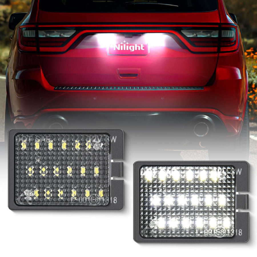 Nilight License Plate Lights Compatible with 2014 2015 2016 2017 2018 2019 2020 2021 2022 2023 Dodge Durango 6000K White Clear Lens 2PCS Pack