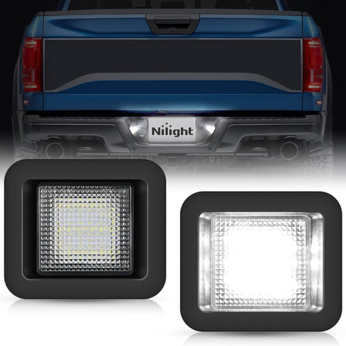 Nilight License Plate Lights Compatible with 2015 2016 2017 2018 2019 2020 F150 Raptor Clear Lens Black housing 6000K White 2PCS Pack