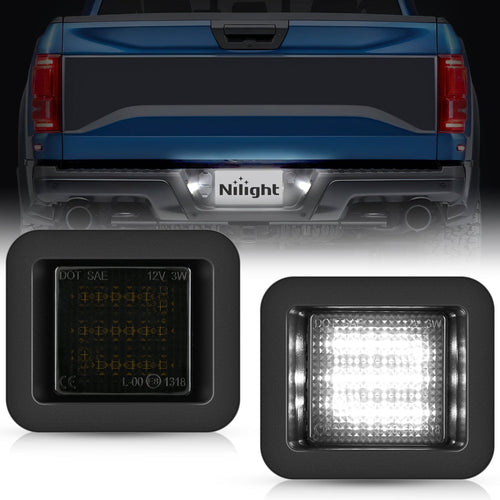 Nilight License Plate Lights Compatible with 2015 2016 2017 2018 2019 2020 F150 Raptor Smoke Lens Black Housing 6000K White 2PCS Pack