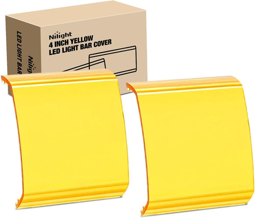 Nilight Light Bar Cover for 4 Inch LED Pods, 2 PCS Yellow Protective Durable Polycarbonate Lens Waterproof Dustproof Scratch-Proof for Double-Row Off Road Driving Lighting