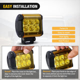 Nilight Light Bar Cover for 4 Inch LED Pods, 2 PCS Yellow Protective Durable Polycarbonate Lens Waterproof Dustproof Scratch-Proof for Double-Row Off Road Driving Lighting, view 4