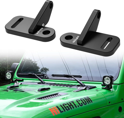 Nilight Light Mounting Bracket Hood Cowl Mount Brackets for Front A-Pillar Auxiliary Offroad LED Work Pods Lights on Jeep Wrangler JL JLU Gladiator JT 2018 2019 2020 2021 2022 2023 2024 2025, Black