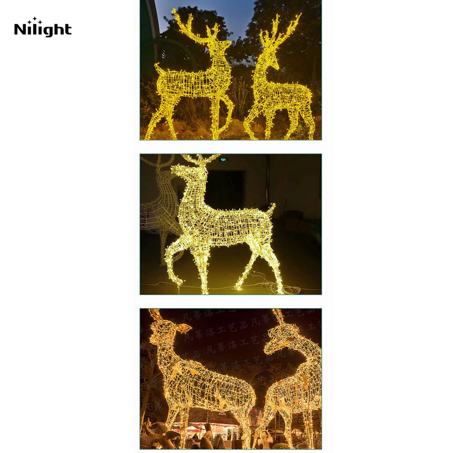 Nilight Lighted outdoor holiday sculptures and wire frame statues