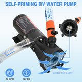 Nilight Macerator Pump for RV 12V 12GPM Portable Quick Release Self-Priming RV Macerator Pump for Sewage Waste sewer Pump Kit with Hose Fittings Discharge Port Carry Bag for Camper Boat Kitchen Marine, view 2
