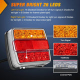 Nilight Magnetic LED Trailer Towing Light Kit w/ 7 Pin Plug Tail Stop Amber, view 2