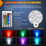 Nilight Marine Boat Light 4 PCS 10LED RGB Wireless Cabin Ambiance Multi Color Exterior Deck Lights Remote Control Submersible for Pontoon Sailboat Yacht Skeeter Fishing Bass Boats, view 3