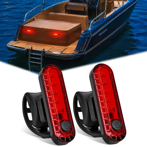 Nilight Marine Boat Navigation Light 2PCS Red Port Bow Lights Four Modes Waterproof Rechargeable Warning Safety Clearance Lamp for Skeeter Yacht Pontoon Trailer Truck Bike Backpack Helmet