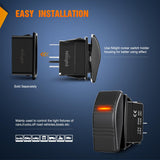 Nilight Marine Rocker Switch LED Light Bar Toggle Switches On Off 3 PIN SPST with Orange Backlit 20A/12V 10A/24V with Jumper Wires Set for Cars Trucks Boat ATVs UTVs RVs, view 6