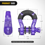 Nilight Mega D-Ring Shackles, 3/4 Inch Heavy Duty Recovery Tow Shackle | 7/8 Inch Screw Pin & isolator, 2Pcs Purple, 68,000 lbs Break Strength(17,000 lb WLL), Forged Steel, Off-Road Recovery, view 2