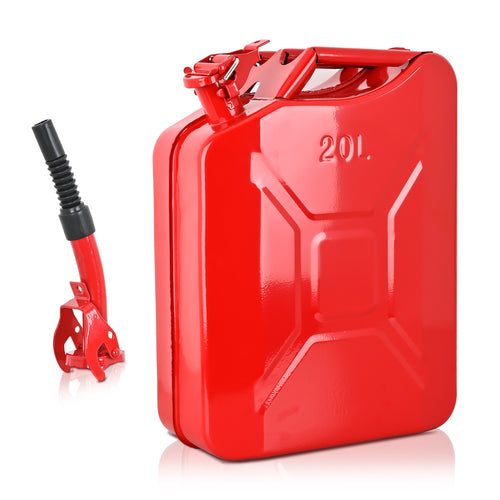 Nilight Metal Gas Can 5 Gallon with Spout System and Handle, 20 Litre Metal Container for Gasoline Trucks Cars ATV Motorcycle Equipment, No Spill Steel Safety Gas Fuel Cans Red, 1 Pack