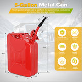 Nilight Metal Gas Can 5 Gallon with Spout System and Handle, 20 Litre Metal Container for Gasoline Trucks Cars ATV Motorcycle Equipment, No Spill Steel Safety Gas Fuel Cans Red, 1 Pack, view 2