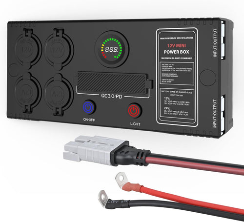 Nilight Mini Power Box 12V 24V DC Compact Design Distribution Box Plug & Play Multi Ports -2 Anderson, 3 USB, 3 USB-C, 4 Cig Sockets Perfect for Outdoors Camping Fishing RV 4Wd Caravans Emergency