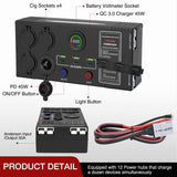 Nilight Mini Power Box 12V 24V DC Compact Design Distribution Box Plug & Play Multi Ports -2 Anderson, 3 USB, 3 USB-C, 4 Cig Sockets Perfect for Outdoors Camping Fishing RV 4Wd Caravans Emergency, view 2