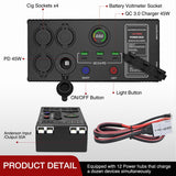 Nilight Mini Power Box 12V 24V DC Compact Design Distribution Box Plug & Play Multi Ports -2 Anderson, 3 USB, 3 USB-C, 4 Cig Sockets Perfect for Outdoors Camping Fishing RV 4Wd Caravans Emergency, view 3