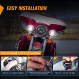 Nilight Motorcycle 4.5Inch Black LED Fog Lights 2Pcs, view 5