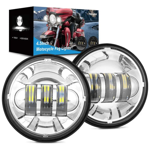 Nilight Motorcycle 4.5Inch Chrome LED Fog Lights 2Pcs