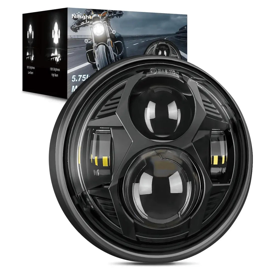 Nilight Motorcycle 5.75Inch Black LED Headlights