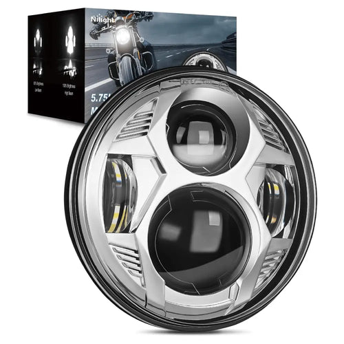 Nilight Motorcycle 5.75Inch Chrome LED Headlights