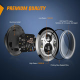 Nilight Motorcycle 5.75Inch Chrome LED Headlights, view 4