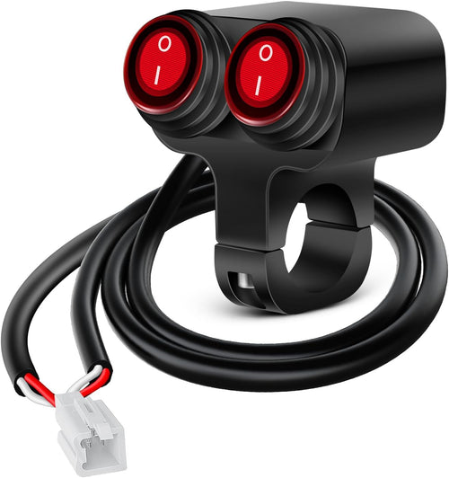 Nilight Motorcycle 7/8 Inch (22mm) Handlebar Switch Plug and Play 12V Waterproof On Off Push Button Dual Control for ATV UTV Driving Light Bar
