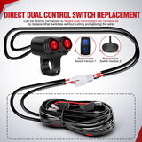 Nilight Motorcycle 7/8 Inch (22mm) Handlebar Switch Plug and Play 12V Waterproof On Off Push Button Dual Control for ATV UTV Driving Light Bar, view 3