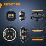 Nilight Motorcycle 7Inch DRL LED Headlights 4.5Inch Fog Lights Black Kits, view 2