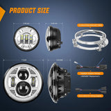 Nilight Motorcycle 7Inch DRL LED Headlights 4.5Inch Fog Lights Chrome Kits, view 2