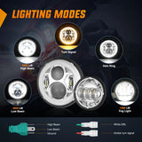 Nilight Motorcycle 7Inch DRL LED Headlights 4.5Inch Fog Lights Chrome Kits, view 3