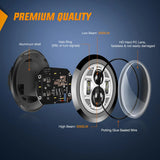 Nilight Motorcycle 7Inch DRL LED Headlights 4.5Inch Fog Lights Chrome Kits, view 5