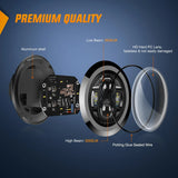 Nilight Motorcycle 7Inch LED Headlights 4.5Inch Fog Lights Black Kits, view 5
