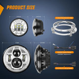 Nilight Motorcycle 7Inch LED Headlights 4.5Inch Fog Lights Chrome Kits, view 2