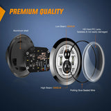 Nilight Motorcycle 7Inch LED Headlights 4.5Inch Fog Lights Chrome Kits, view 5